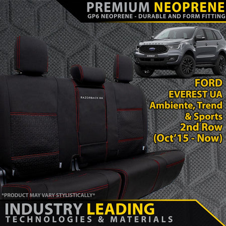 Razorback 4x4 - Ford Everest UA Premium Neoprene 2nd Row Seat Covers (Made to Order) - 4X4OC™ | 4x4 Offroad Centre