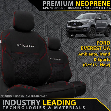 Razorback 4x4 - Ford Everest UA Premium Neoprene 2x Front Seat Covers (Made to Order) - 4X4OC™ | 4x4 Offroad Centre