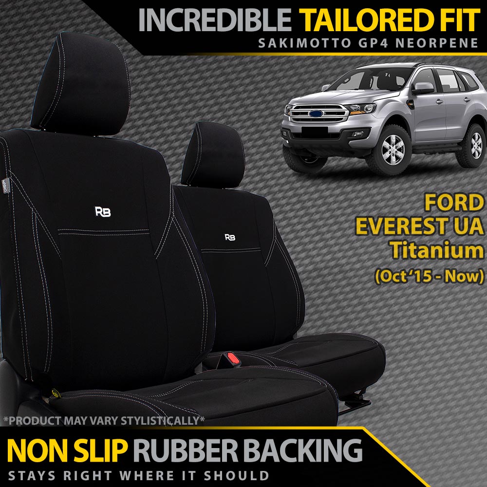 Razorback 4x4 - Ford Everest UA Titanium Neoprene 2x Front Row Seat Covers (Made to Order) - 4X4OC™ | 4x4 Offroad Centre