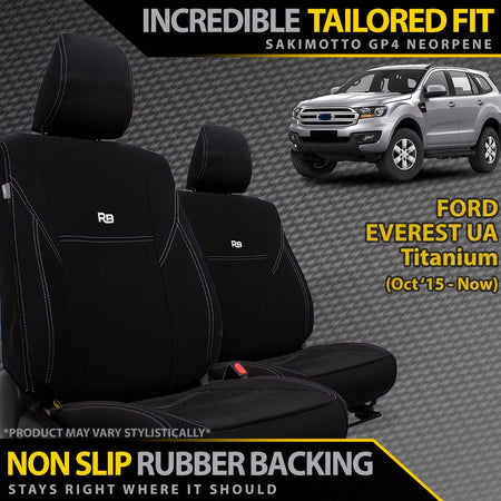 Razorback 4x4 - Ford Everest UA Titanium Neoprene 2x Front Row Seat Covers (Made to Order) - 4X4OC™ | 4x4 Offroad Centre