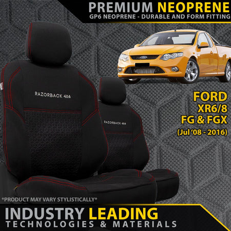 Razorback 4x4 - Ford Falcon XR6/8 FG & FGX Premium Neoprene 2x Front Seat Covers (Made to Order) - 4X4OC™ | 4x4 Offroad Centre