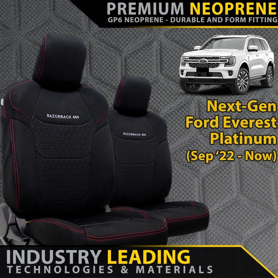 Razorback 4x4 - Ford Next - Gen Everest Platinum Premium Neoprene 2x Front Row Seat Covers (Made to Order) - 4X4OC™ | 4x4 Offroad Centre