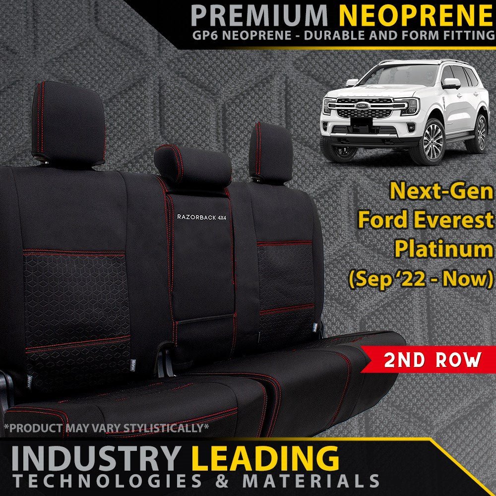 Razorback 4x4 - Ford Next - Gen Everest Platinum Premium Neoprene Rear Row Seat Covers (Made to Order) - 4X4OC™ | 4x4 Offroad Centre