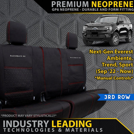 Razorback 4x4 - Ford Next - Gen Everest Premium Neoprene 3rd Row Seat Covers (Made to Order) - 4X4OC™ | 4x4 Offroad Centre