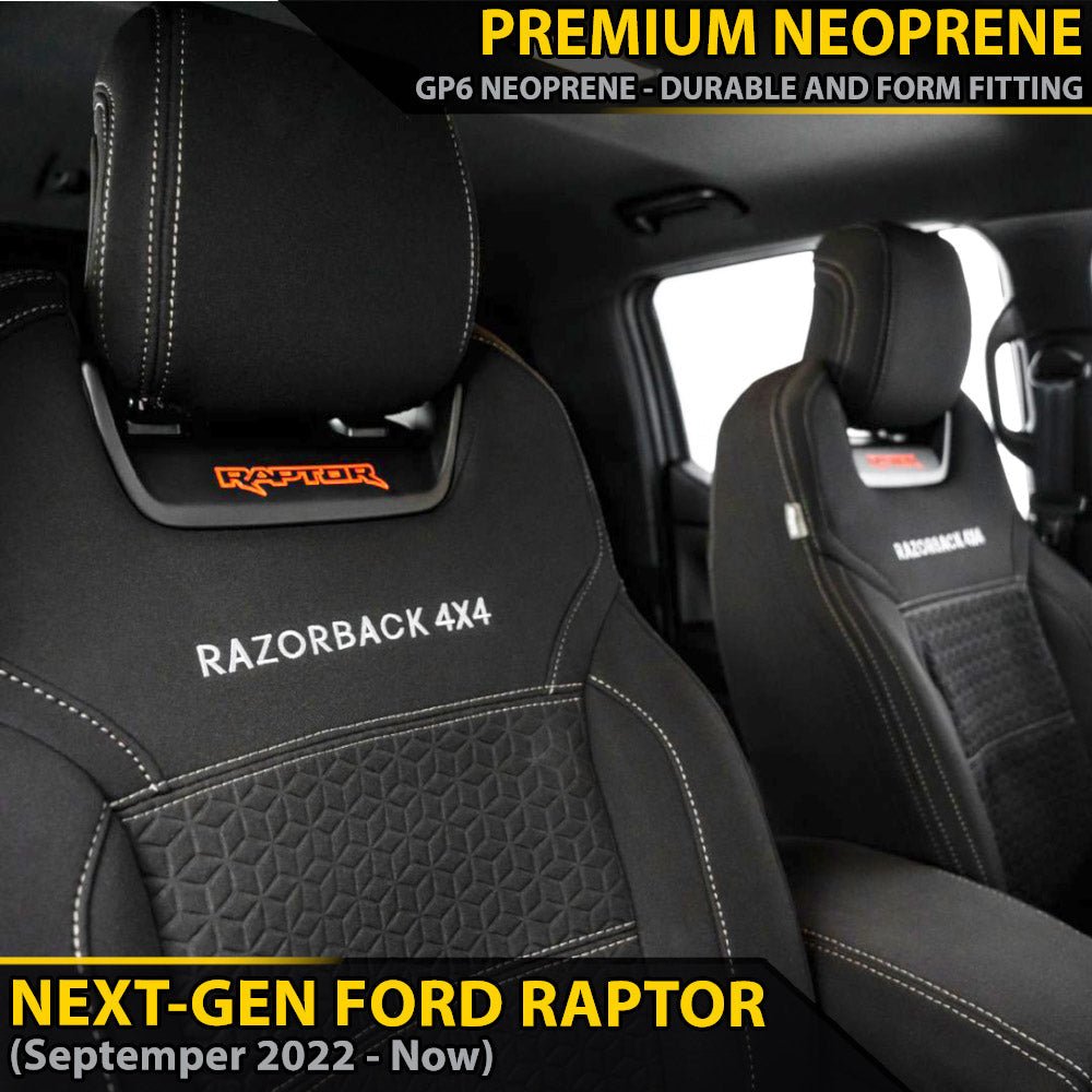 Razorback 4x4 - Ford Next - Gen Raptor Premium Neoprene 2x Front Row Seat Covers (Made to Order) - 4X4OC™ | 4x4 Offroad Centre