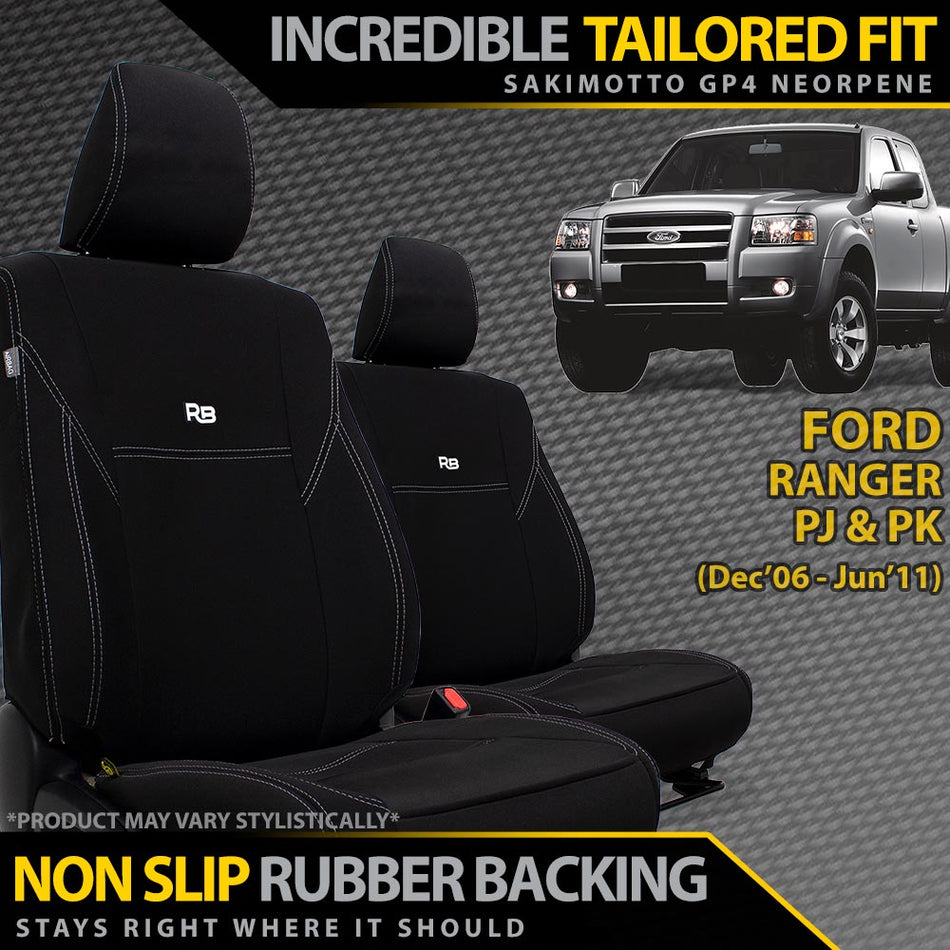 Razorback 4x4 - Ford Ranger PJ/PK Neoprene 2x Front Seat Covers (Made to Order) - 4X4OC™ | 4x4 Offroad Centre