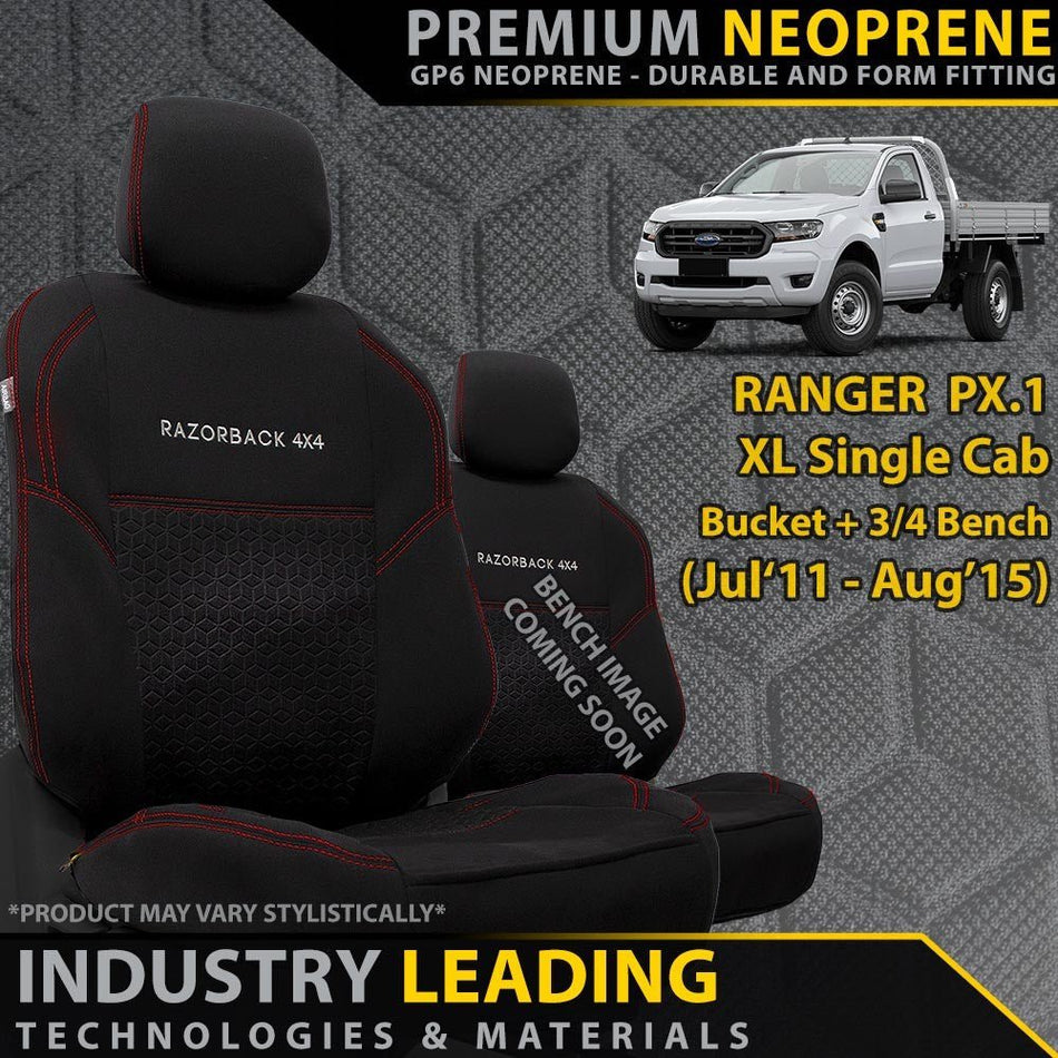 Razorback 4x4 - Ford Ranger PX 1 Premium Neoprene Bucket + 3/4 Bench Seat Covers - 4X4OC™ | 4x4 Offroad Centre