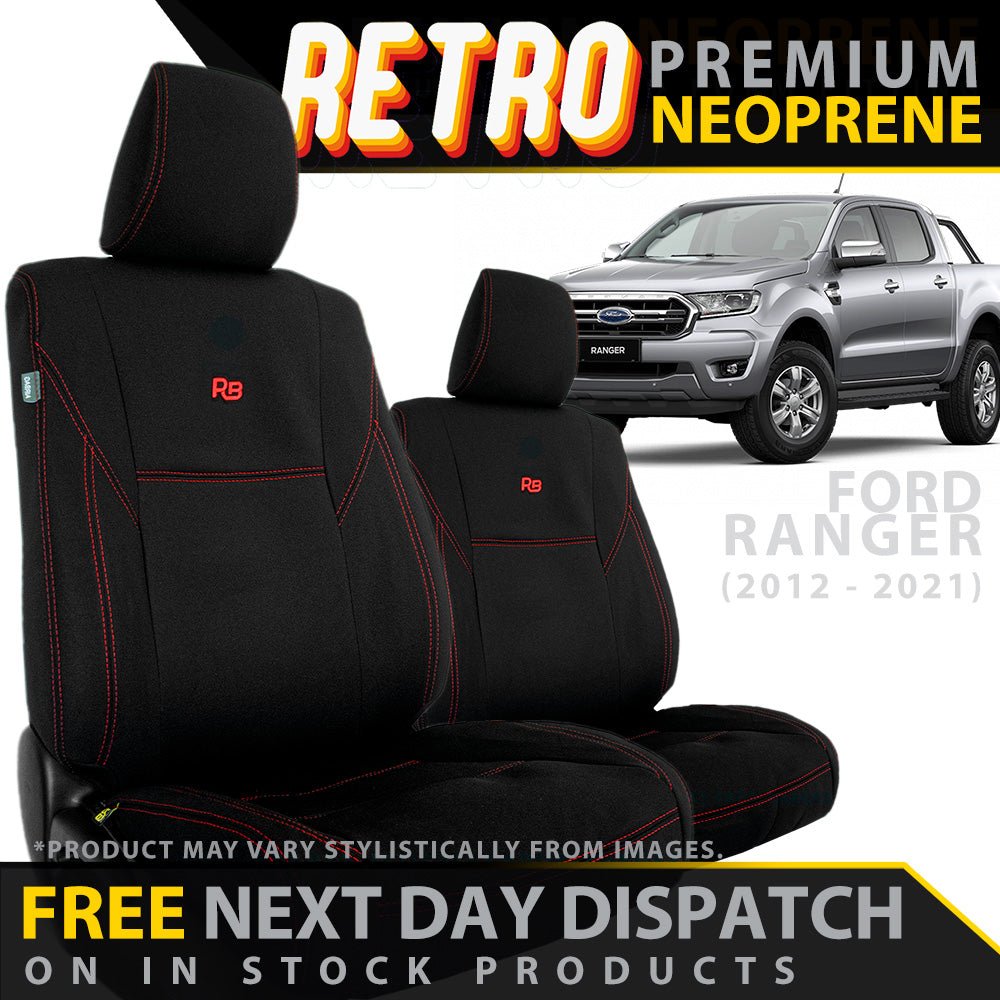 Razorback 4x4 - Ford Ranger PX 2 & 3 Retro Premium Neoprene 2x Front Seat Covers (In Stock) - 4X4OC™ | 4x4 Offroad Centre