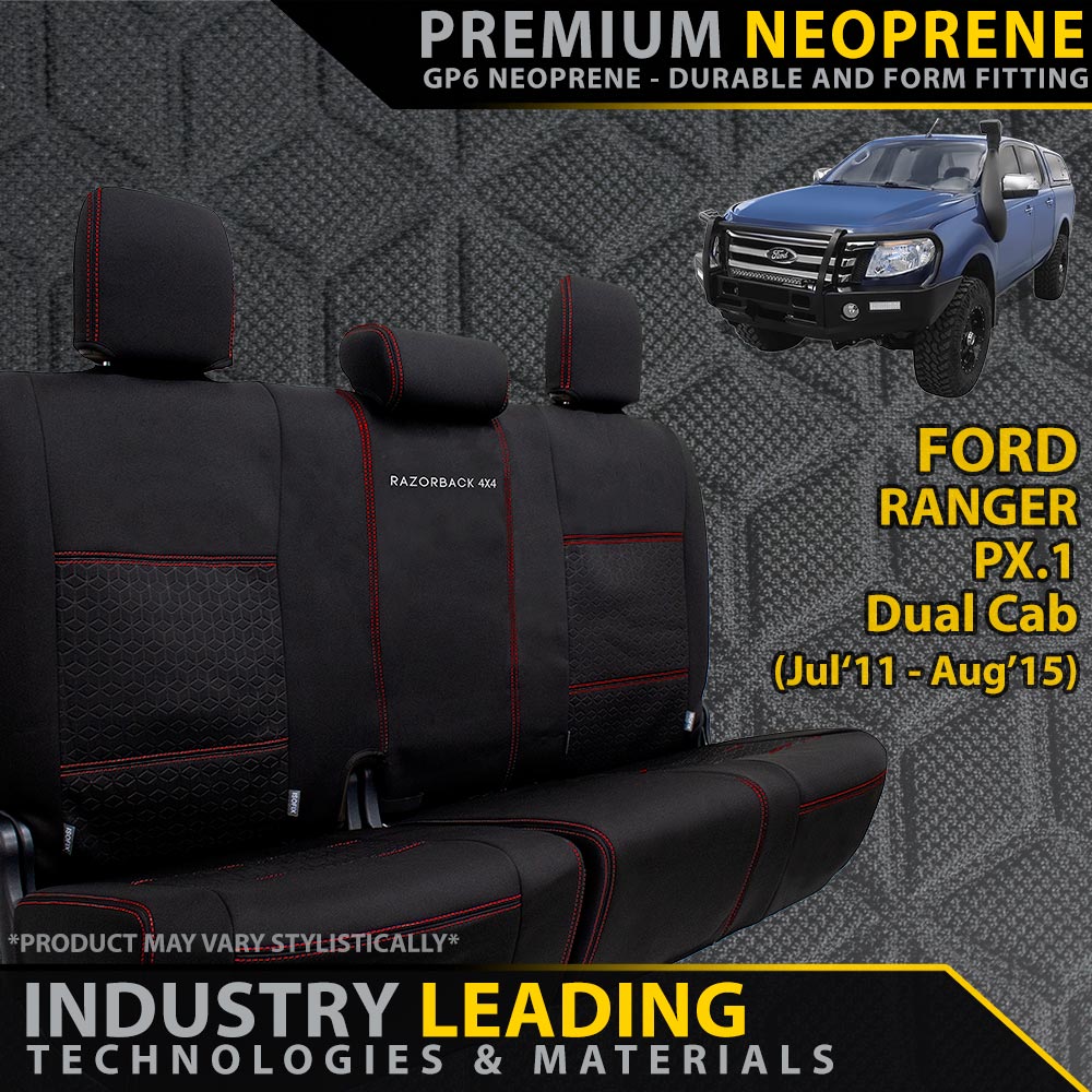 Razorback 4x4 - Ford Ranger PX I Premium Neoprene Rear Row Seat Covers (Made to Order) - 4X4OC™ | 4x4 Offroad Centre