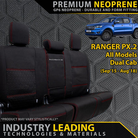 Razorback 4x4 - Ford Ranger PX II Premium Neoprene Rear Row Seat Covers (Available) - 4X4OC™ | 4x4 Offroad Centre