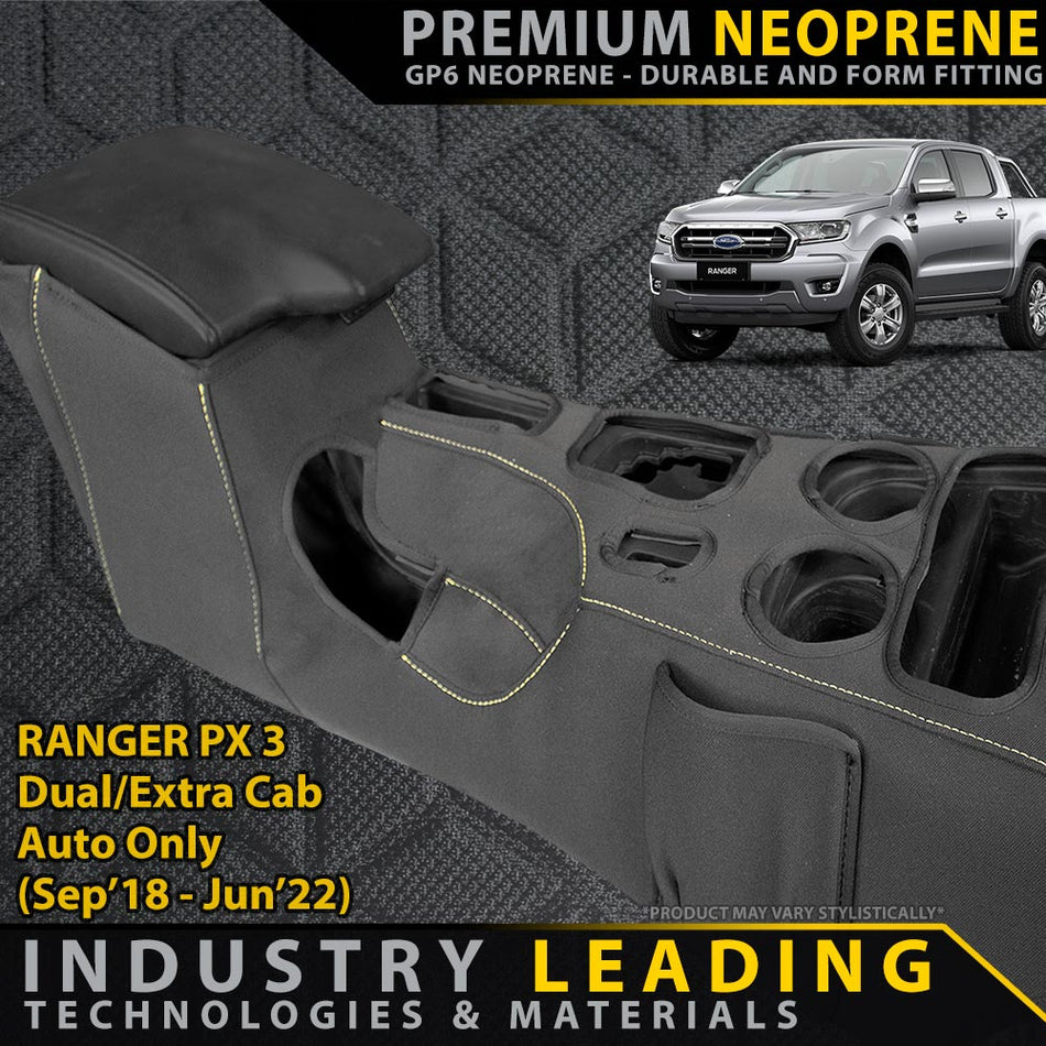 Razorback 4x4 - Ford Ranger PX III AUTO Premium Neoprene Console Organiser (Available) - 4X4OC™ | 4x4 Offroad Centre