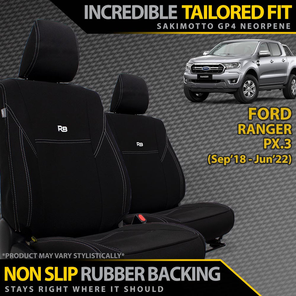 Razorback 4x4 - Ford Ranger PX III Neoprene 2x Front Seat Covers (Available) - 4X4OC™ | 4x4 Offroad Centre