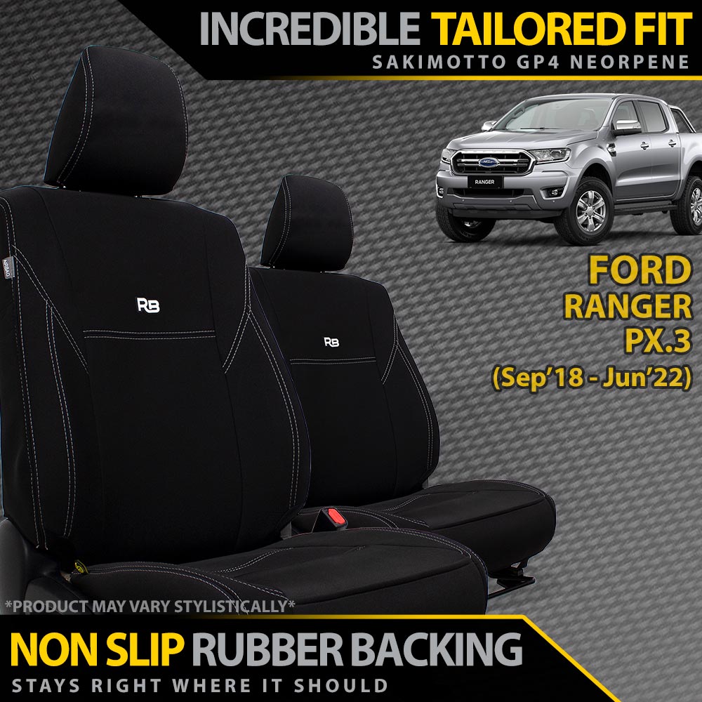 Razorback 4x4 - Ford Ranger PX III Neoprene 2x Front Seat Covers (Available) - 4X4OC™ | 4x4 Offroad Centre