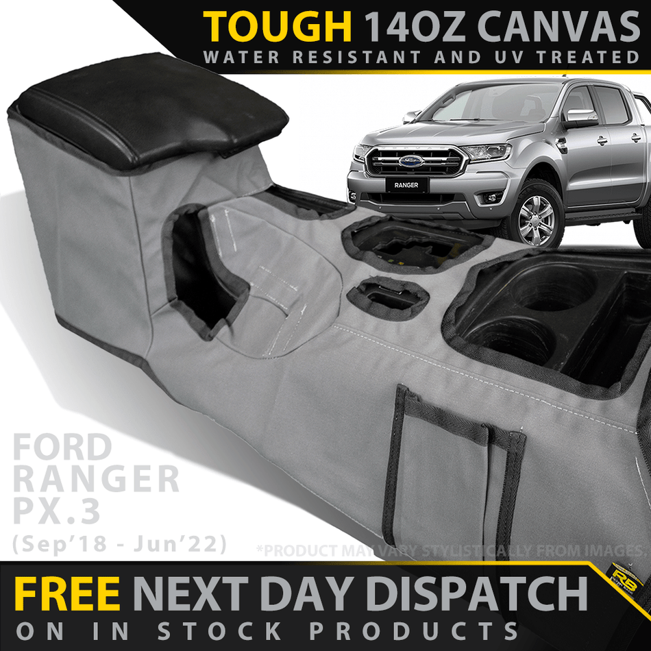 Razorback 4x4 - Ford Ranger PX III Retro Canvas AUTO Centre Console Organiser (In Stock) - 4X4OC™ | 4x4 Offroad Centre