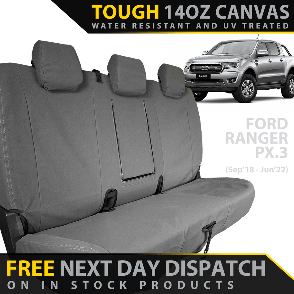 Razorback 4x4 - Ford Ranger PX III Retro Canvas Rear Row Seat Covers (In Stock) - 4X4OC™ | 4x4 Offroad Centre