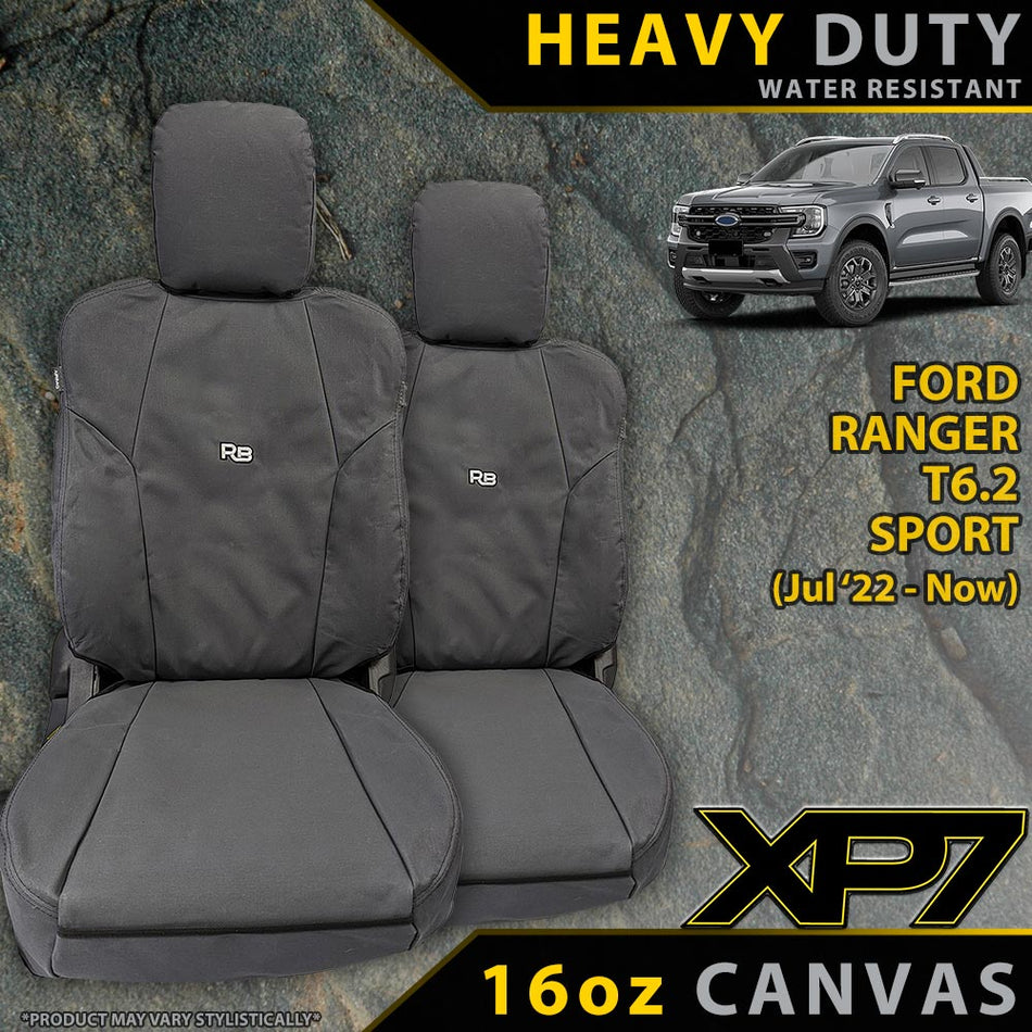 Razorback 4x4 - Ford Ranger T6.2 Sport Heavy Duty XP7 Canvas 2x Front Seat Covers (Available) - 4X4OC™ | 4x4 Offroad Centre