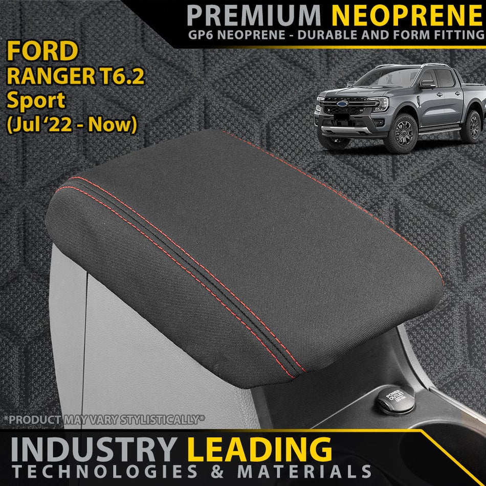 Razorback 4x4 - Ford Ranger T6.2 Sport Premium Neoprene Console Lid (Available) - 4X4OC™ | 4x4 Offroad Centre