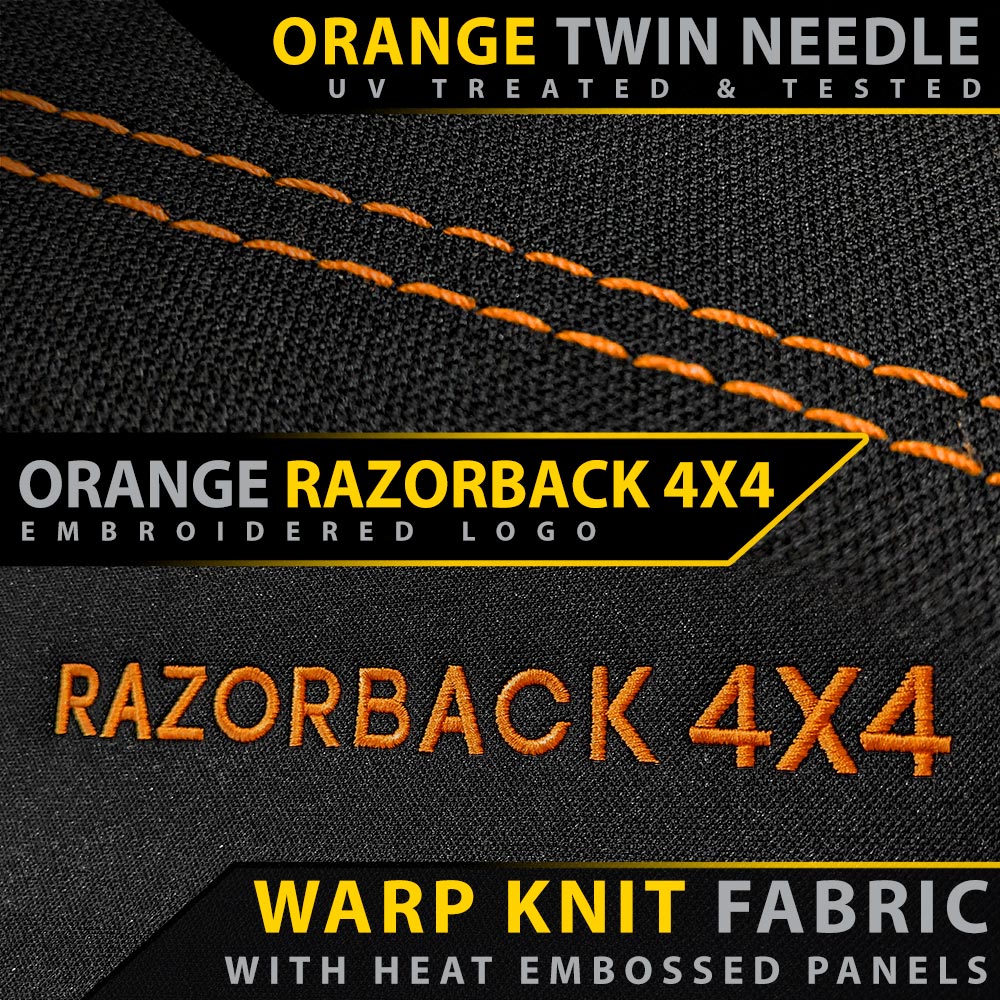 Razorback 4x4 - Ford Ranger T6.2 Wildtrak Premium Neoprene 2x Front Row Seat Covers (Made to Order) - 4X4OC™ | 4x4 Offroad Centre