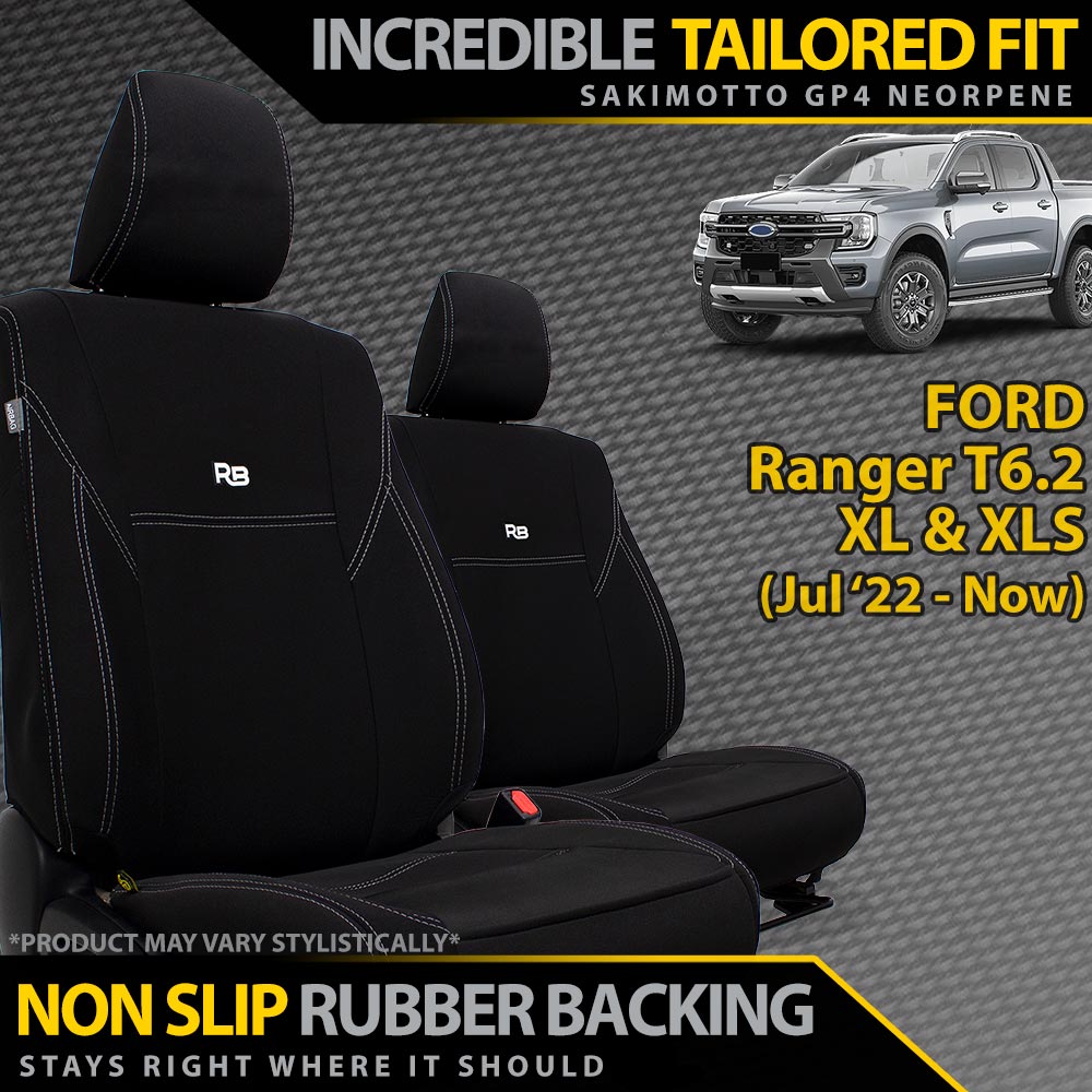 Razorback 4x4 - Ford Ranger T6.2 XL & XLS Neoprene 2x Front Row Seat Covers (In Stock) - 4X4OC™ | 4x4 Offroad Centre