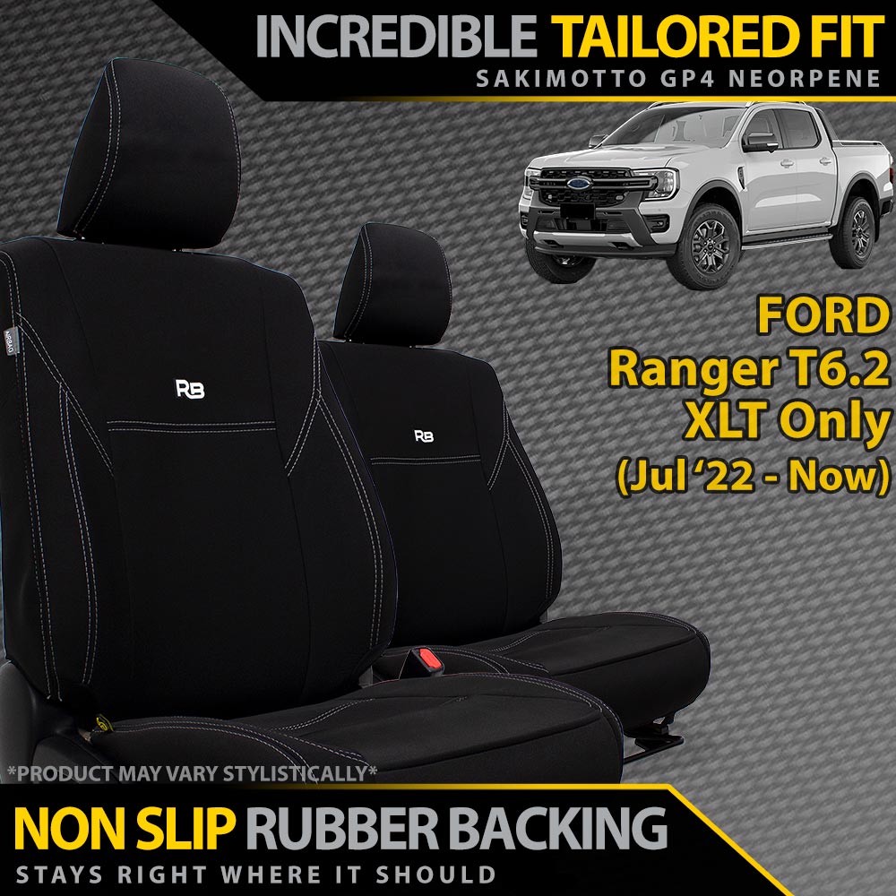 Razorback 4x4 - Ford Ranger T6.2 XLT Neoprene 2x Front Row Seat Covers (In Stock) - 4X4OC™ | 4x4 Offroad Centre