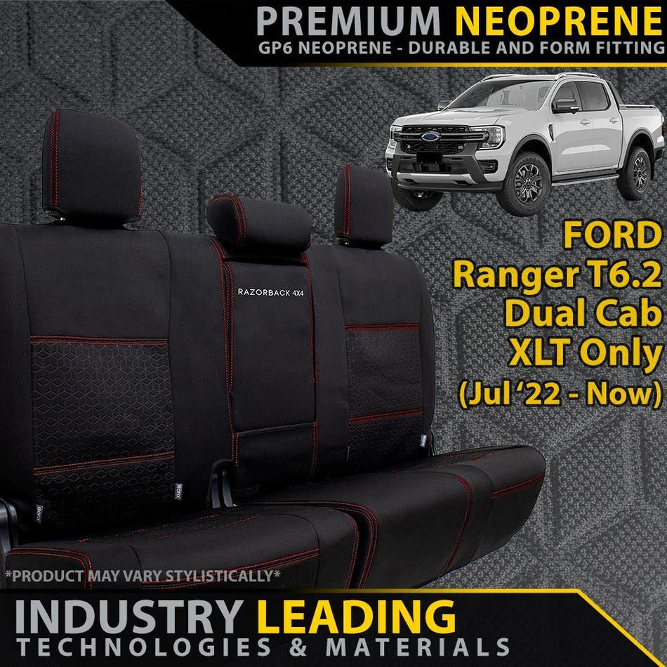 Razorback 4x4 - Ford Ranger T6.2 XLT Premium Neoprene Rear Row Seat Covers (Made to Order) - 4X4OC™ | 4x4 Offroad Centre