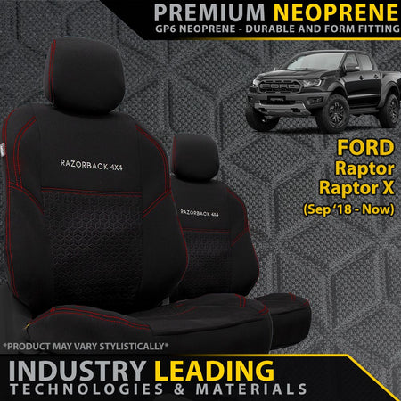 Razorback 4x4 - Ford Raptor Premium Neoprene 2x Front Seat Covers (Made to Order) - 4X4OC™ | 4x4 Offroad Centre