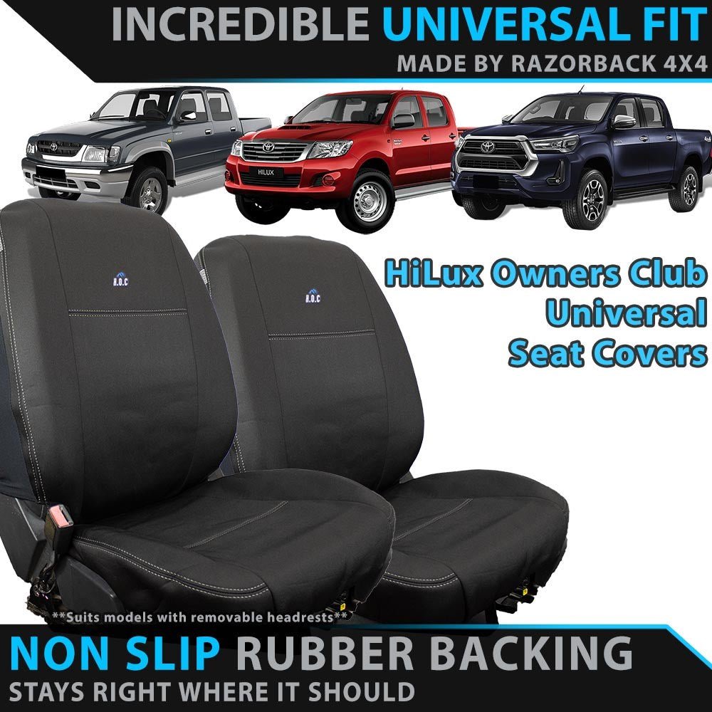 Razorback 4x4 - HiLux Owners Club Universal Neoprene 2x Front Seat Covers - 4X4OC™ | 4x4 Offroad Centre