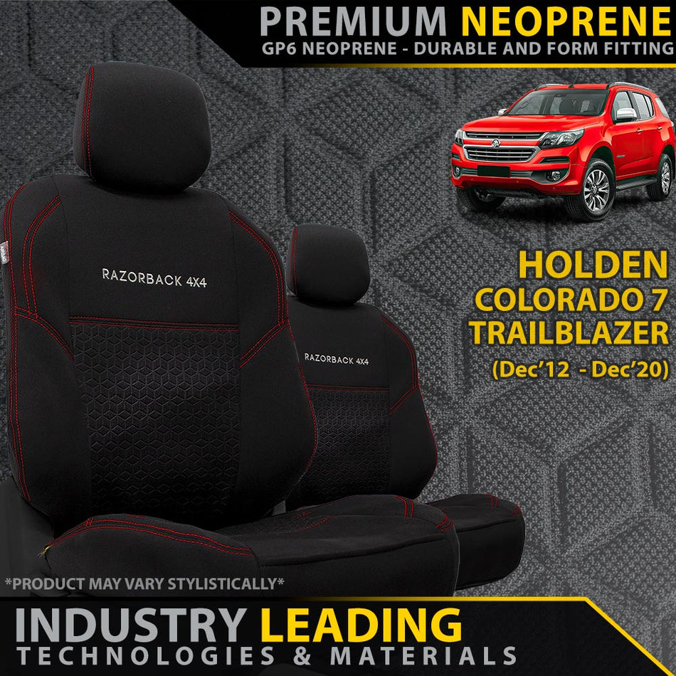 Razorback 4x4 - Holden Colorado 7/Trailblazer Premium Neoprene 2x Front Seat Covers (Made to Order) - 4X4OC™ | 4x4 Offroad Centre