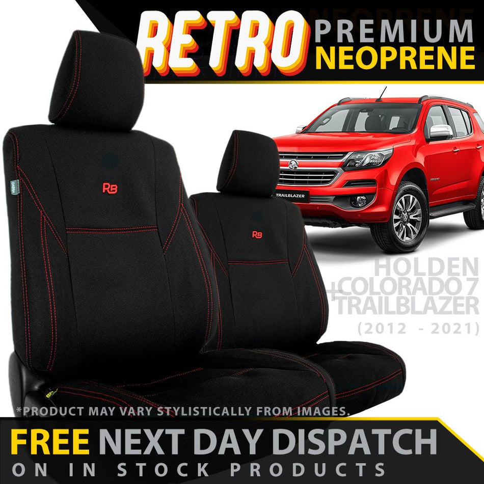 Razorback 4x4 - Holden Colorado 7/Trailblazer Retro Premium Neoprene 2x Front Seat Covers (In Stock) - 4X4OC™ | 4x4 Offroad Centre