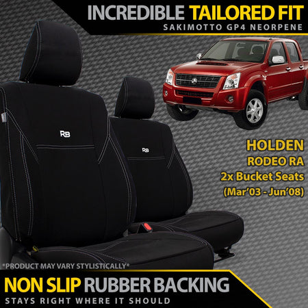 Razorback 4x4 - Holden Rodeo RA Neoprene 2x Front Seat Covers (In Stock) - 4X4OC™ | 4x4 Offroad Centre