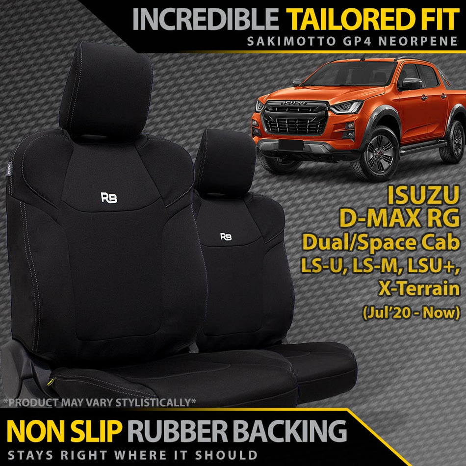 Razorback 4x4 - Isuzu D - MAX RG Neoprene 2x Front Seat Covers (Available) - 4X4OC™ | 4x4 Offroad Centre