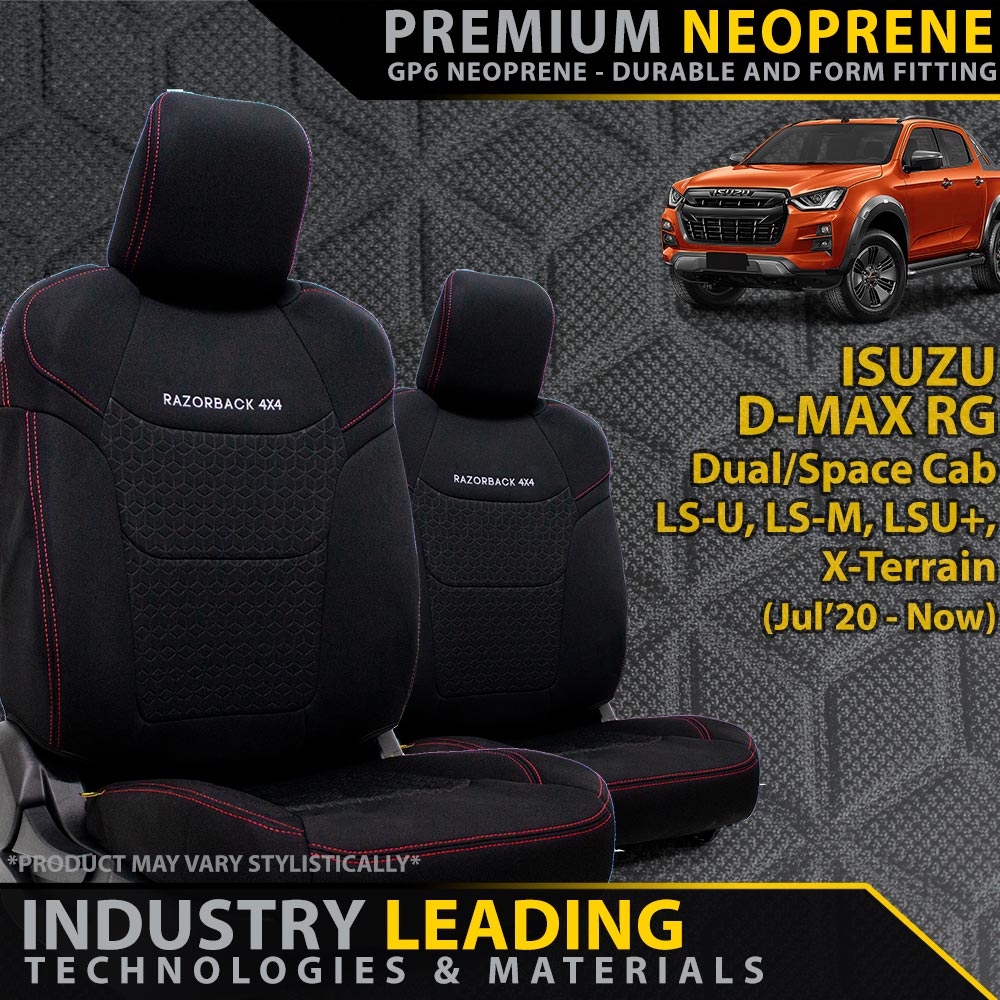 Razorback 4x4 - Isuzu D - MAX RG Premium Neoprene 2x Front Seat Covers (Available) - 4X4OC™ | 4x4 Offroad Centre