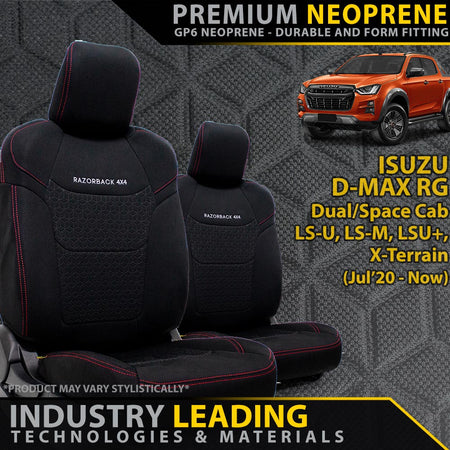 Razorback 4x4 - Isuzu D - MAX RG Premium Neoprene 2x Front Seat Covers (Available) - 4X4OC™ | 4x4 Offroad Centre