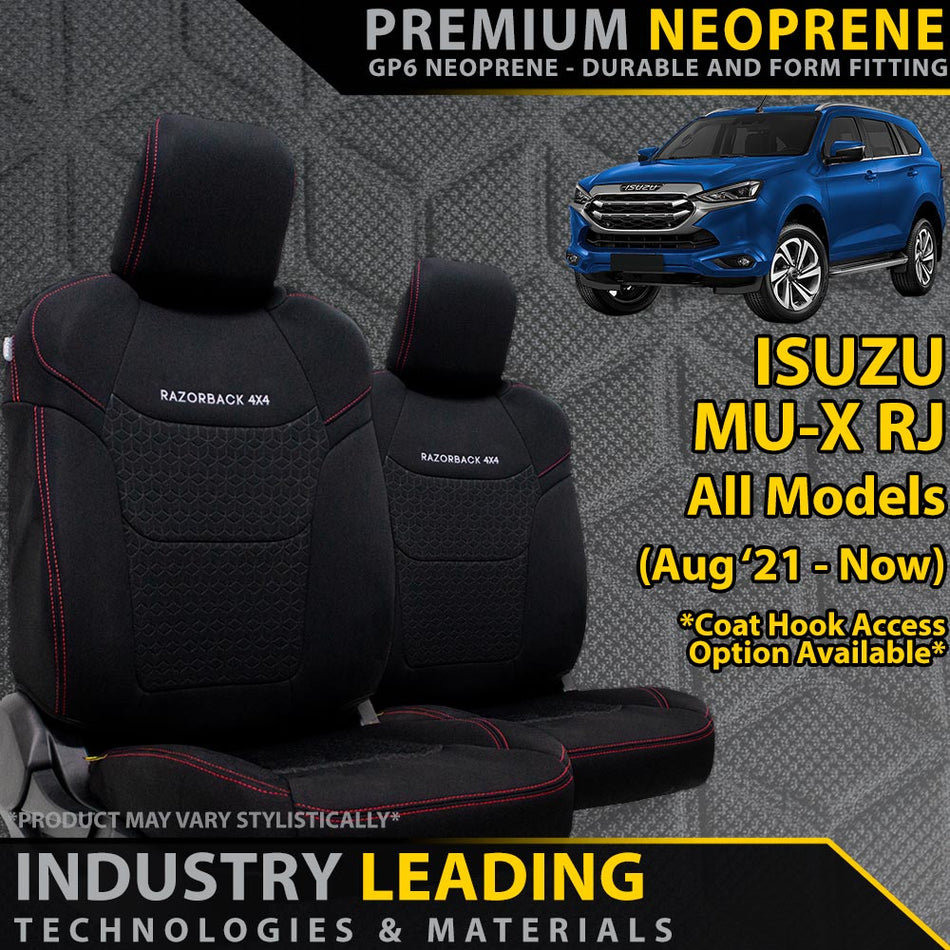 Razorback 4x4 - Isuzu MU - X RJ Premium Neoprene 2x Front Seat Covers (Available) - 4X4OC™ | 4x4 Offroad Centre