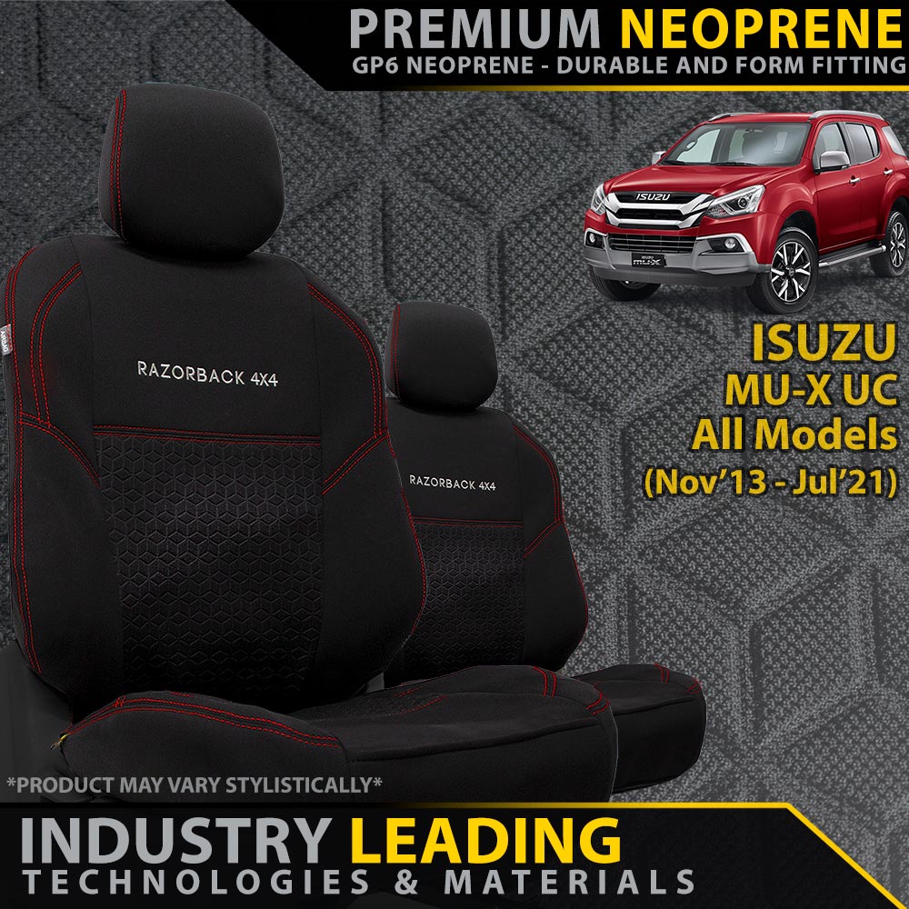 Razorback 4x4 - Isuzu MU - X UC Premium Neoprene 2x Front Seat Covers (Made to Order) - 4X4OC™ | 4x4 Offroad Centre