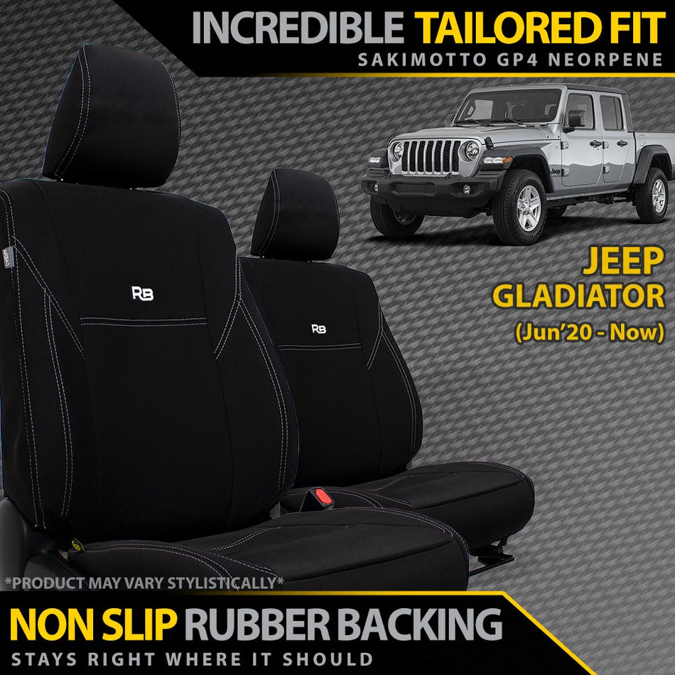 Razorback 4x4 - Jeep Gladiator Neoprene 2x Front Row Seat Covers (Made to Order) - 4X4OC™ | 4x4 Offroad Centre