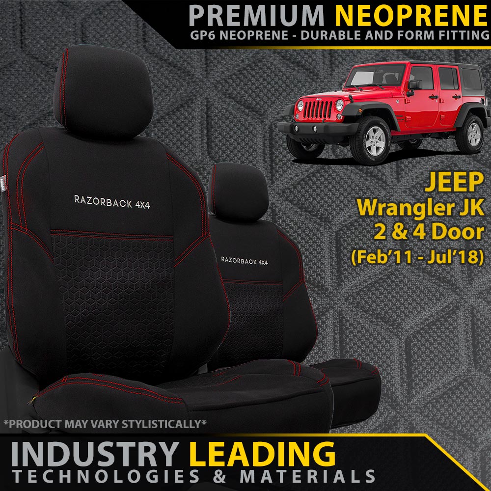 Razorback 4x4 - Jeep Wrangler JK Premium Neoprene 2x Front Seat Covers (Made to Order) - 4X4OC™ | 4x4 Offroad Centre