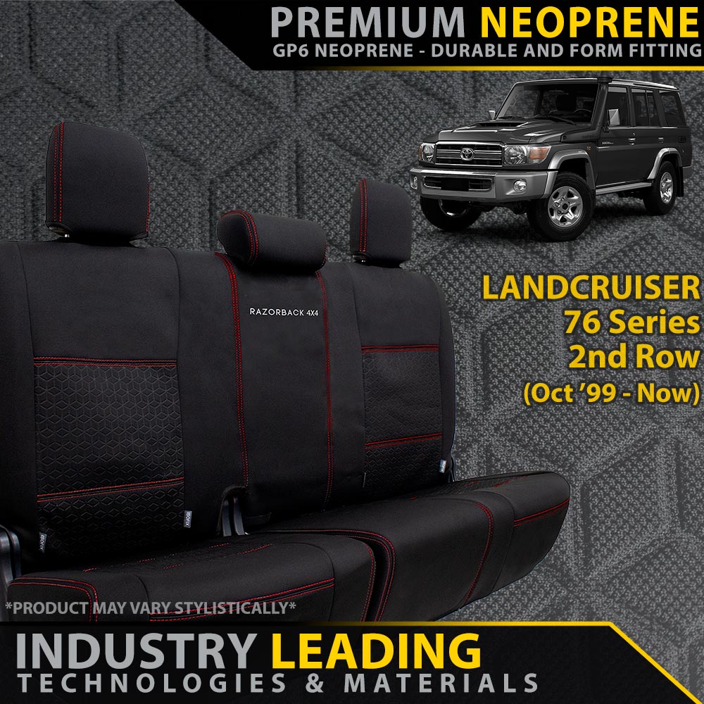 Razorback 4x4 - Landcruiser 76 Series Premium Neoprene Rear Row Seat Covers (Made to Order) - 4X4OC™ | 4x4 Offroad Centre