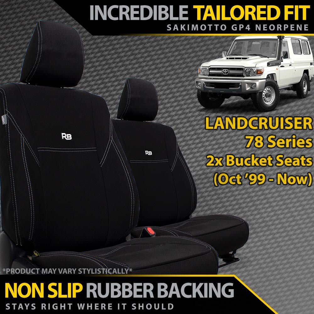 Razorback 4x4 - Landcruiser 78 Series (2x Buckets) Neoprene 2x Front Seat Covers (Available) - 4X4OC™ | 4x4 Offroad Centre