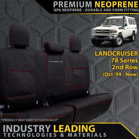 Razorback 4x4 - Landcruiser 78 Series Premium Neoprene Rear Row Seat Covers (Made to Order) - 4X4OC™ | 4x4 Offroad Centre