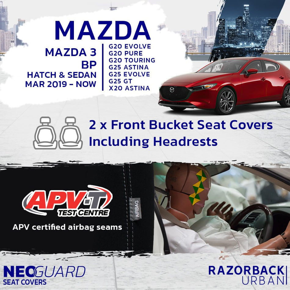 Razorback 4x4 - Mazda 3 BP Neoprene 2x Front Row Seat Covers (in stock) - 4X4OC™ | 4x4 Offroad Centre