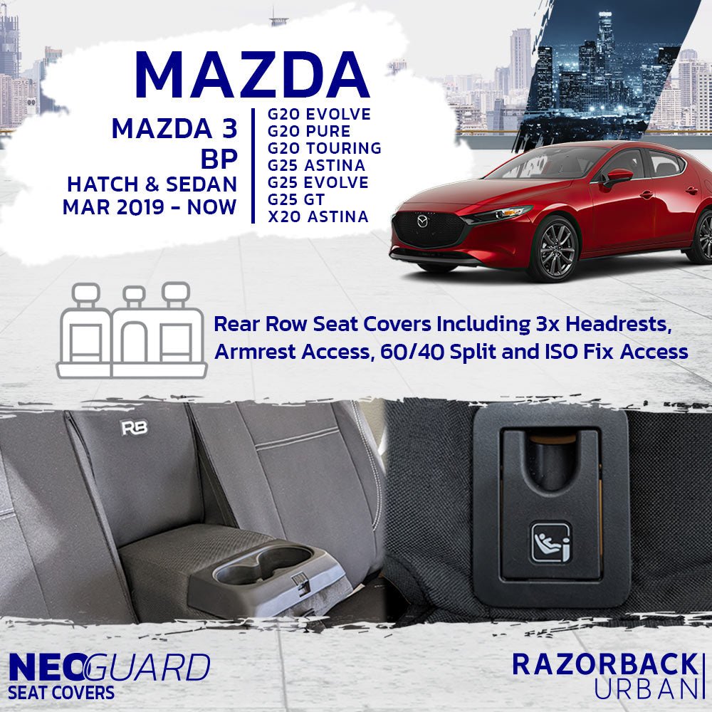 Razorback 4x4 - Mazda 3 BP Neoprene Rear Row Seat Covers (In Stock) - 4X4OC™ | 4x4 Offroad Centre