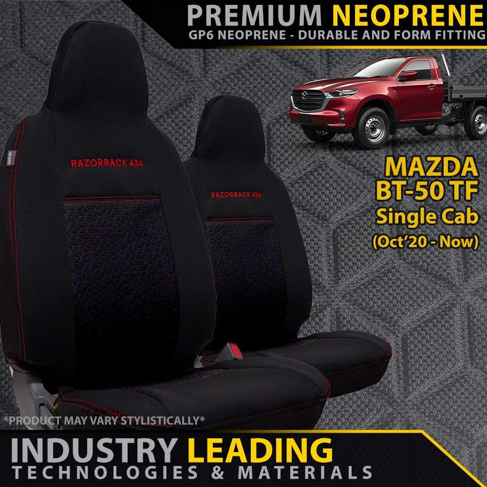 Razorback 4x4 - Mazda BT - 50 TF Single Cab Premium Neoprene 2x Front Seat Covers (Made to Order) - 4X4OC™ | 4x4 Offroad Centre