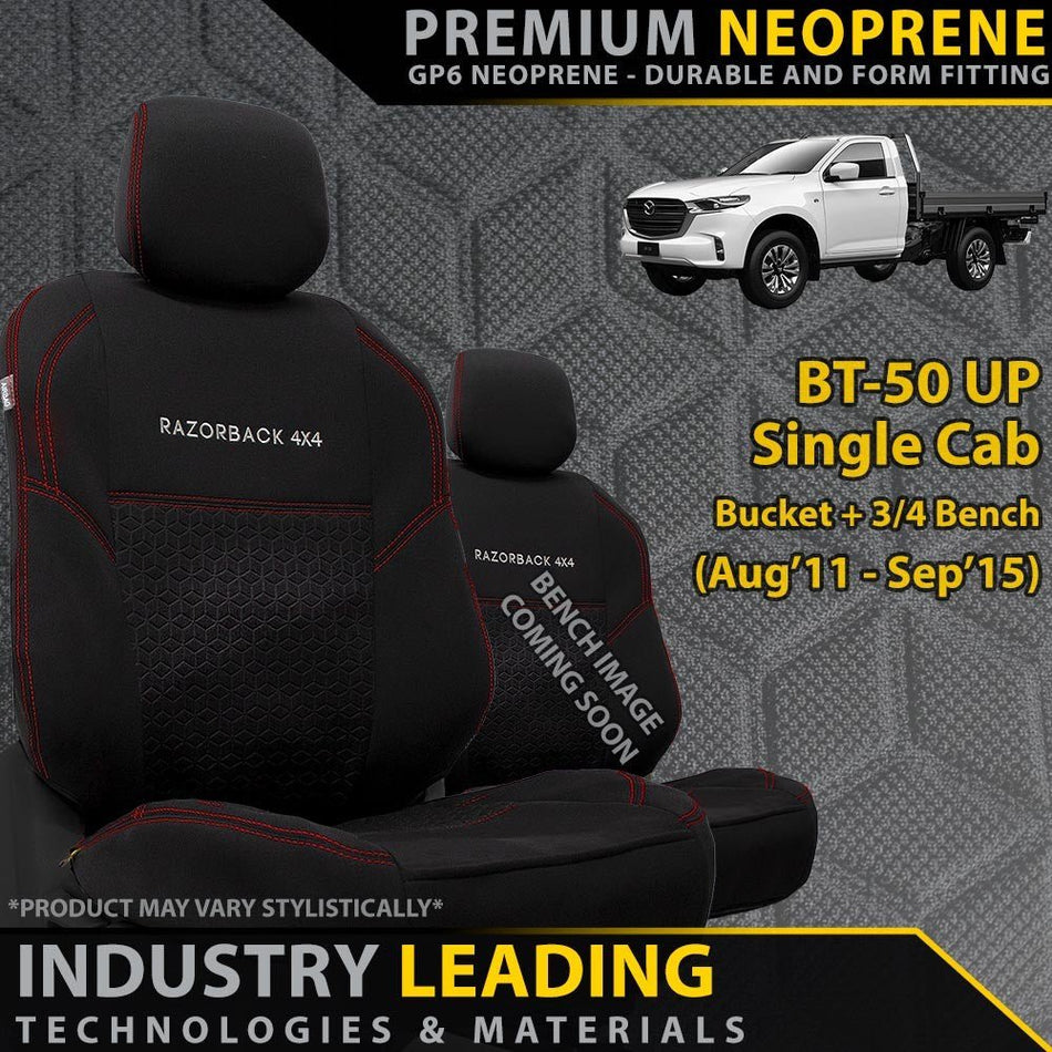 Razorback 4x4 - Mazda BT - 50 UP Premium Neoprene Bucket + 3/4 Bench Seat Covers (Made to Order) - 4X4OC™ | 4x4 Offroad Centre