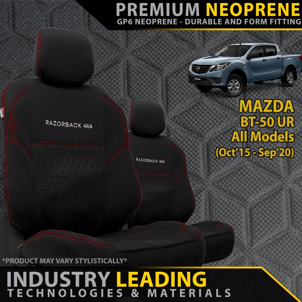 Razorback 4x4 - Mazda BT - 50 UR Premium Neoprene 2x Front Seat Covers (Made to Order) - 4X4OC™ | 4x4 Offroad Centre