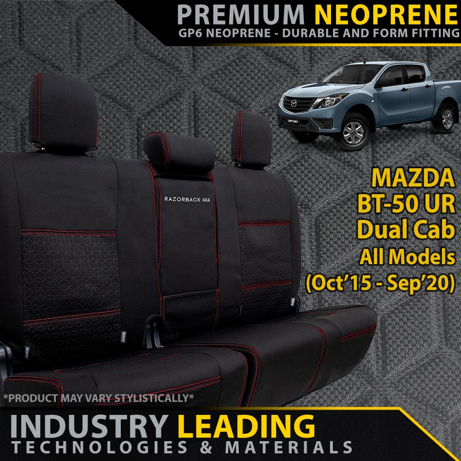 Razorback 4x4 - Mazda BT - 50 UR Premium Neoprene Rear Row Seat Covers (Available) - 4X4OC™ | 4x4 Offroad Centre