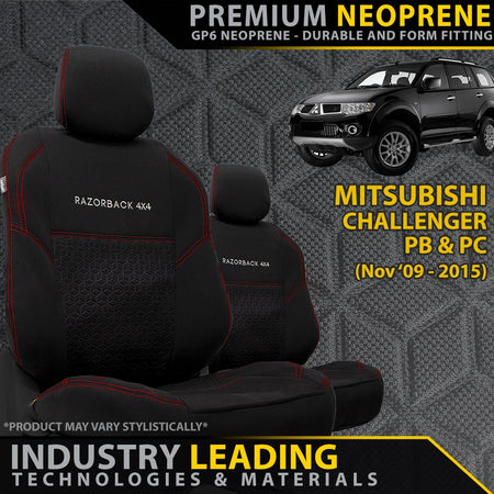 Razorback 4x4 - Mitsubishi Challenger PB & PC Premium Neoprene 2x Front Seat Covers (Made to Order) - 4X4OC™ | 4x4 Offroad Centre