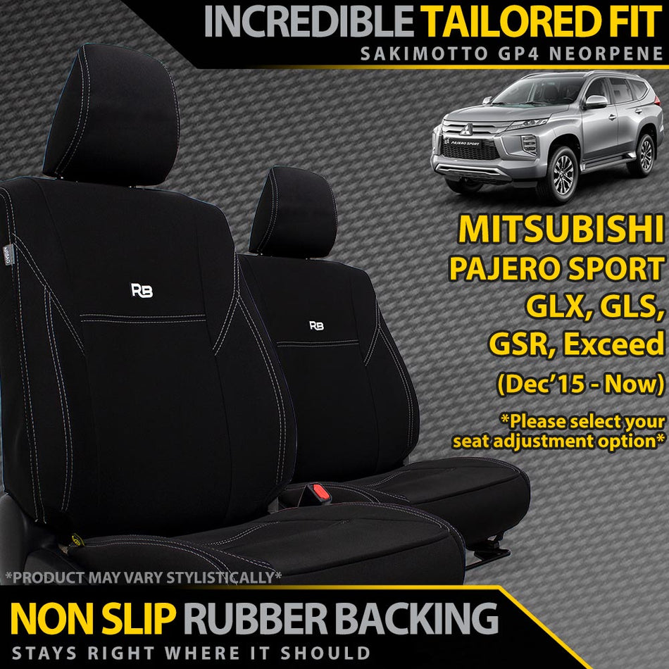 Razorback 4x4 - Mitsubishi Pajero Sport Neoprene 2x Front Seat Covers (Made to Order) - 4X4OC™ | 4x4 Offroad Centre