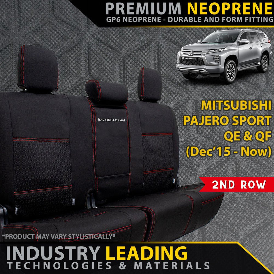 Razorback 4x4 - Mitsubishi Pajero Sport Premium Neoprene 2nd Row Seat Covers (Made to Order) - 4X4OC™ | 4x4 Offroad Centre