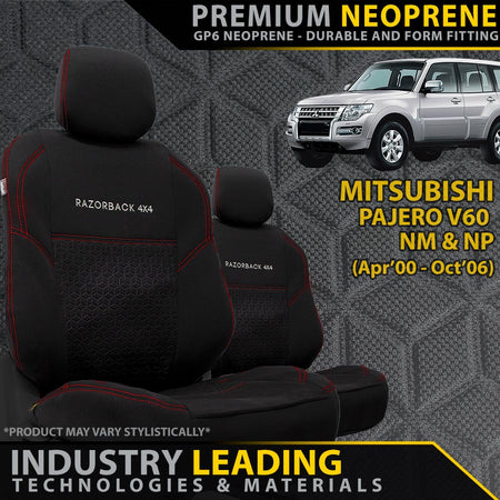 Razorback 4x4 - Mitsubishi Pajero V60 Premium Neoprene 2x Front Seat Covers (Made to Order) - 4X4OC™ | 4x4 Offroad Centre